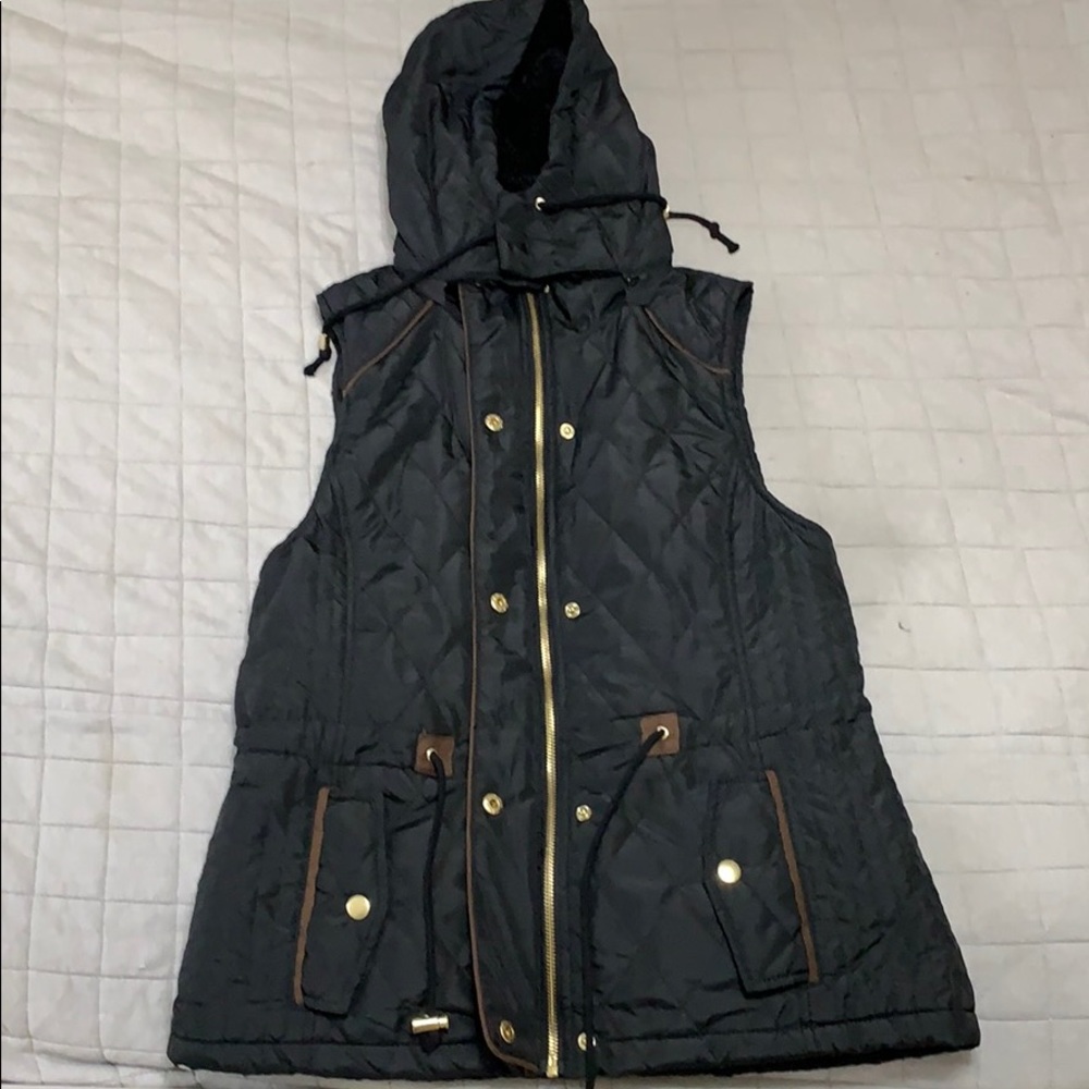 Black Puffer Vest with Hood